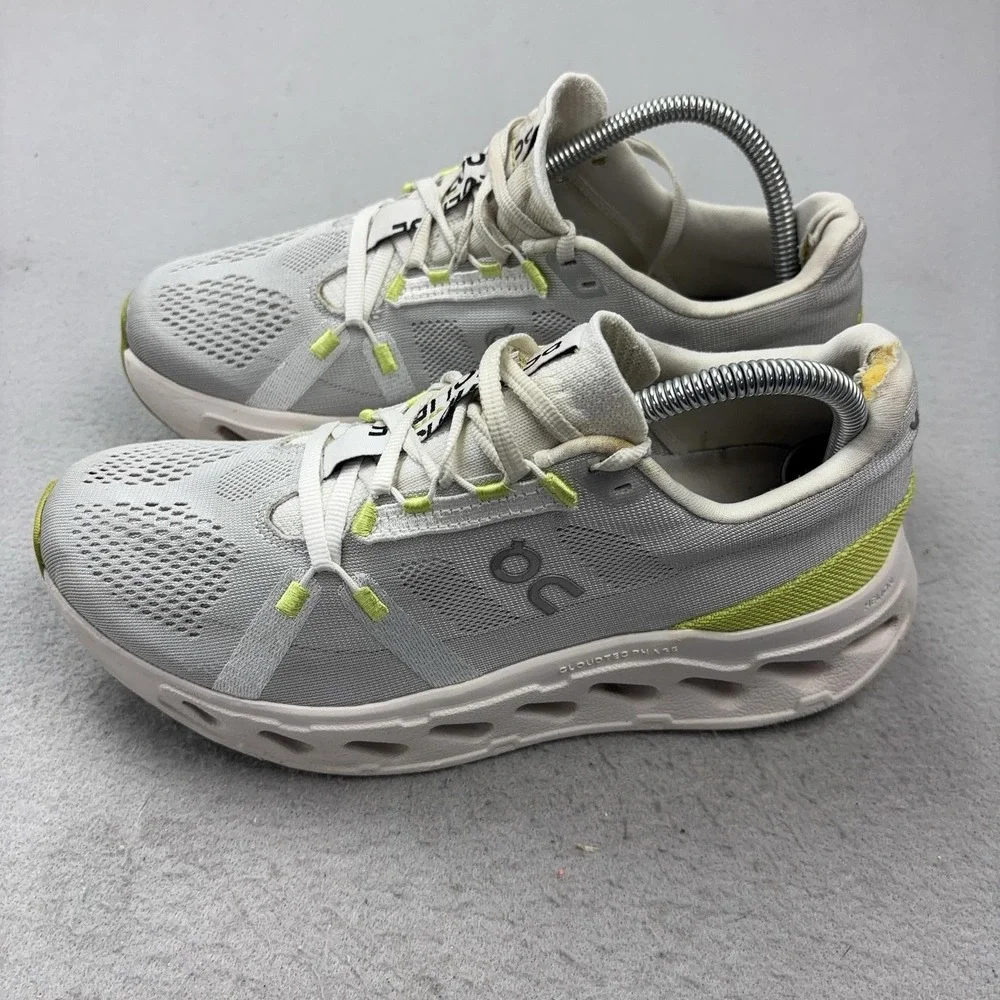 On Cloudsurfer Shoes Womens Size 9 Gray Lime CloudTec Running Sneakers Athletic
